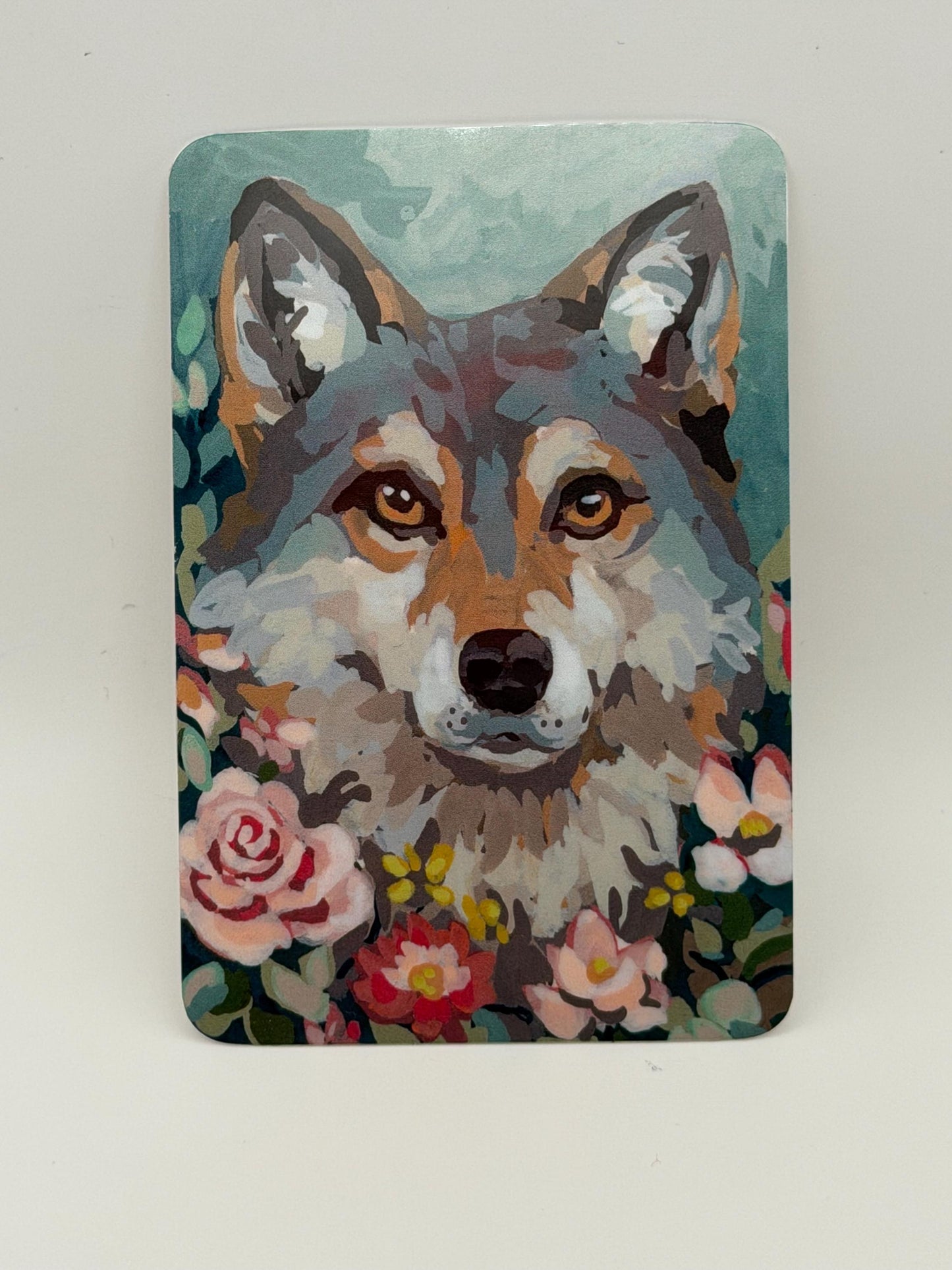 Floral Wolf Art Sticker, Whimsical Woodland Animal Vinyl Decal