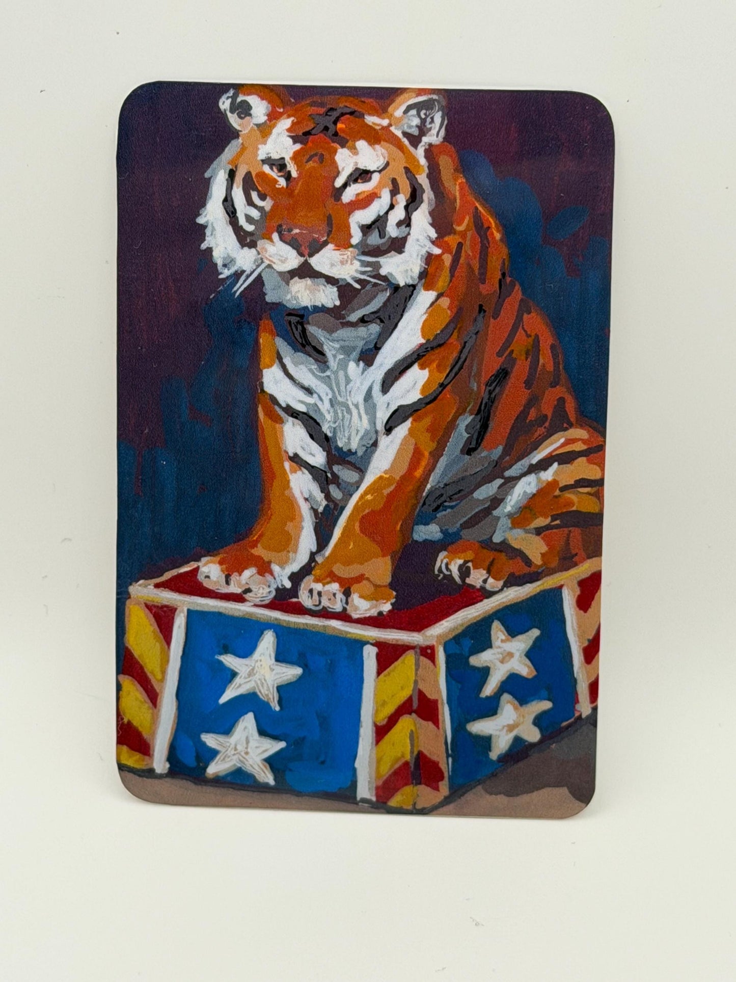 Circus Tiger Sticker, Whimsical Acrylic Art Vinyl Decal, Vintage Illustration