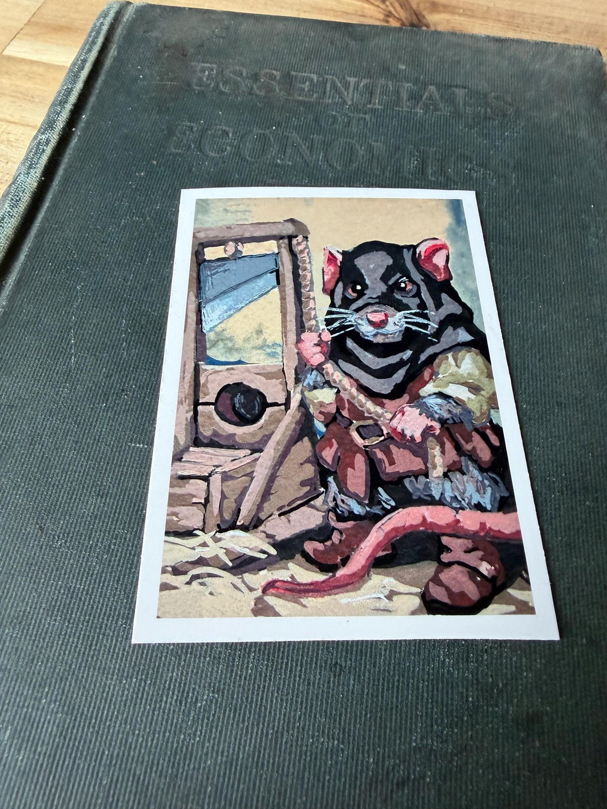 ACEO original art PRINT, Rat executioner , tiny art 2.5x3.5 inches