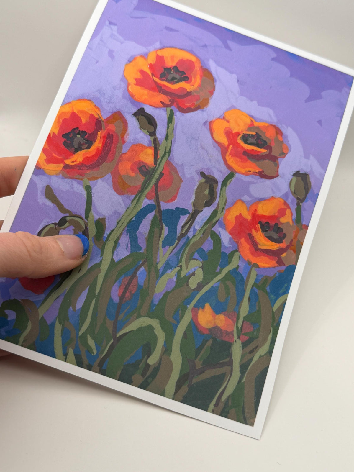 Poppy Flower Print 5x7, Orange Floral Painting, Botanical Wall Art (Fine Reproduction)