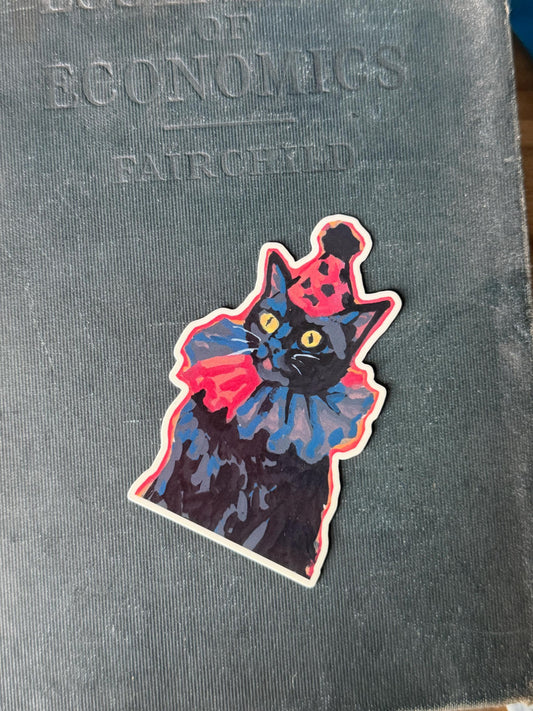 die cut black party cat illustration 3 inch vinyl sticker