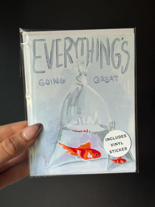 Sarcastic Friendship Card with Vinyl Sticker | Goldfish Humor (A2 Size)