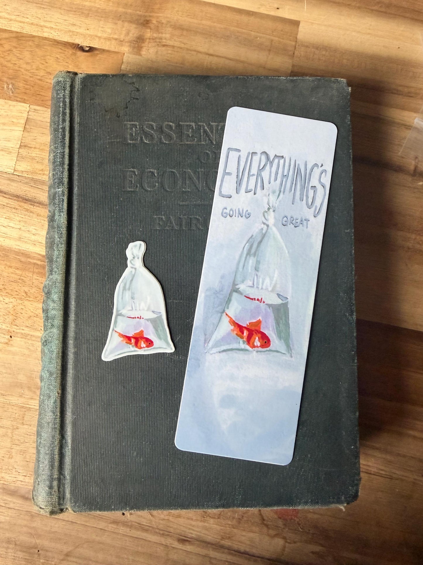 Goldfish Bookmark and Sticker Set | Anxiety Humor Reader Gift