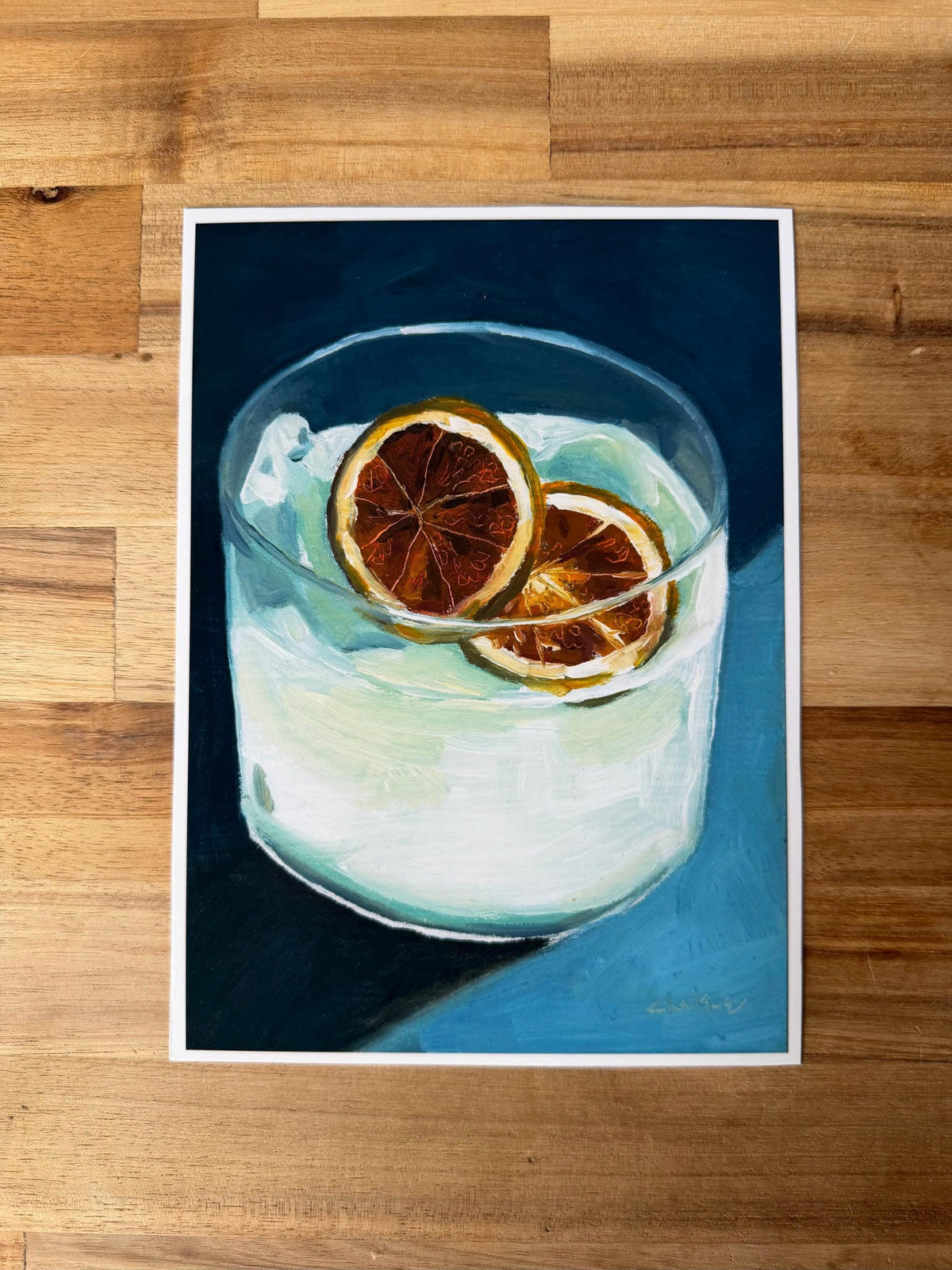 Margarita Cocktail Art Print | Moody Citrus Drink Painting, 5x7 Bar Decor