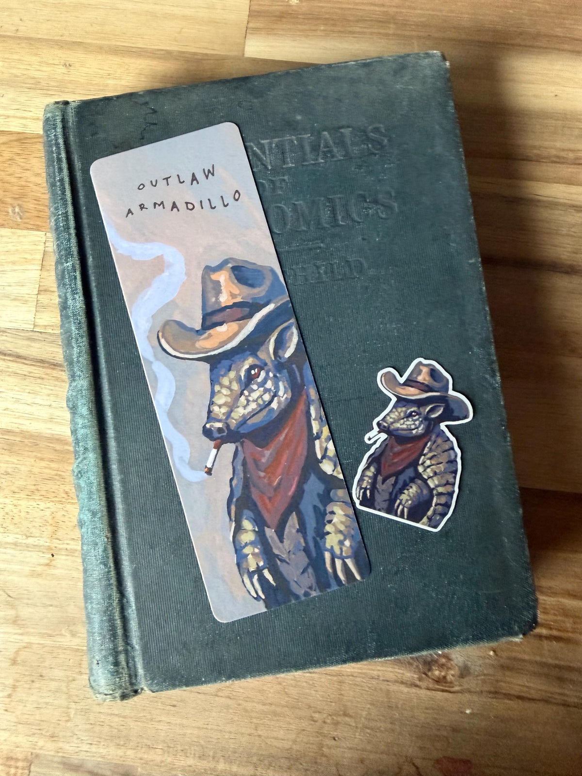 Outlaw Armadillo Bookmark Sticker Set | Whimsical Western Art Illustration