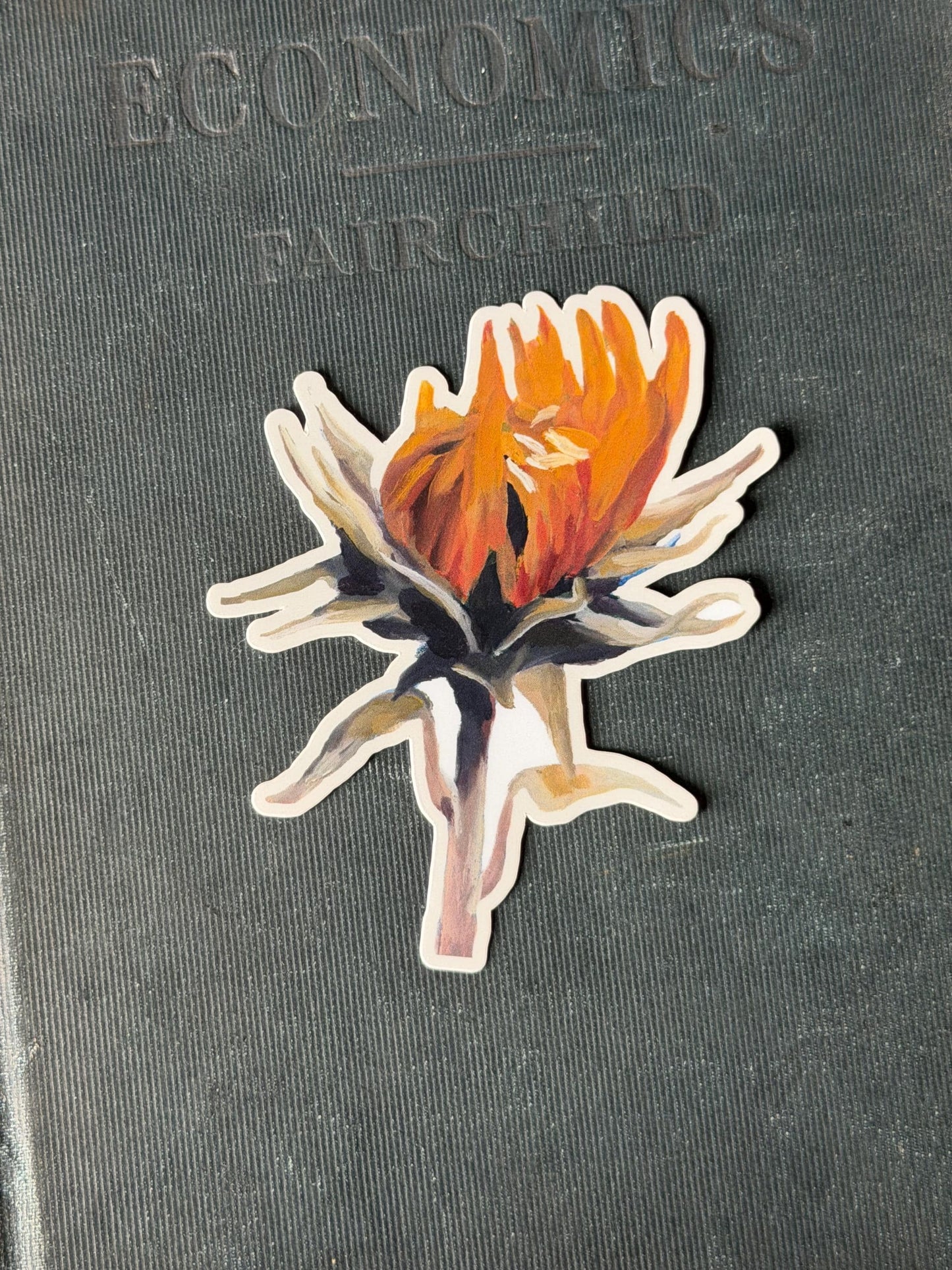 Original Sunflower Bloom Sticker | Moody Floral Art Decal (3" Vinyl)